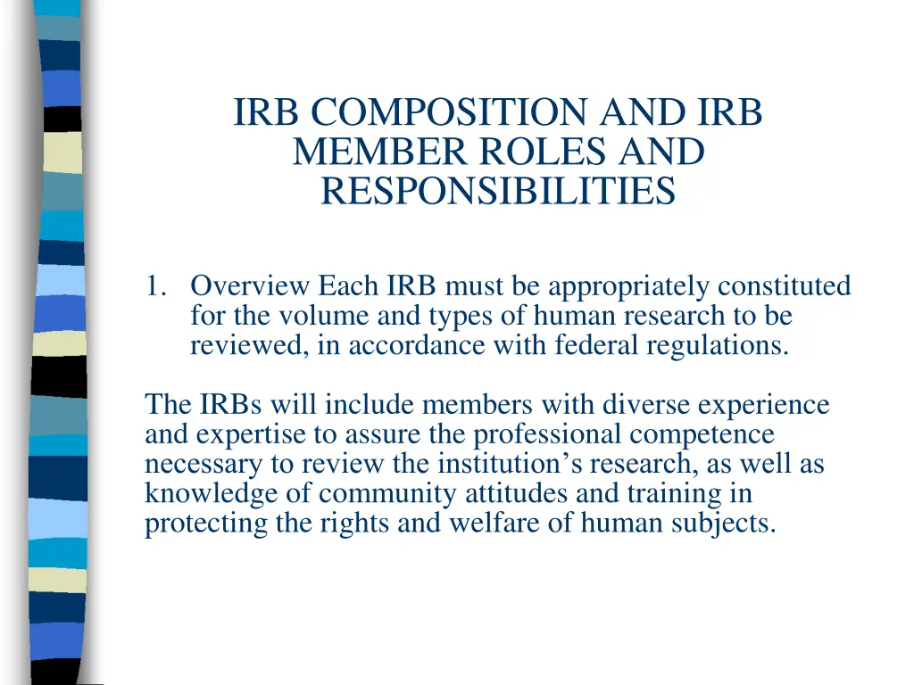 irb composition and irb member roles