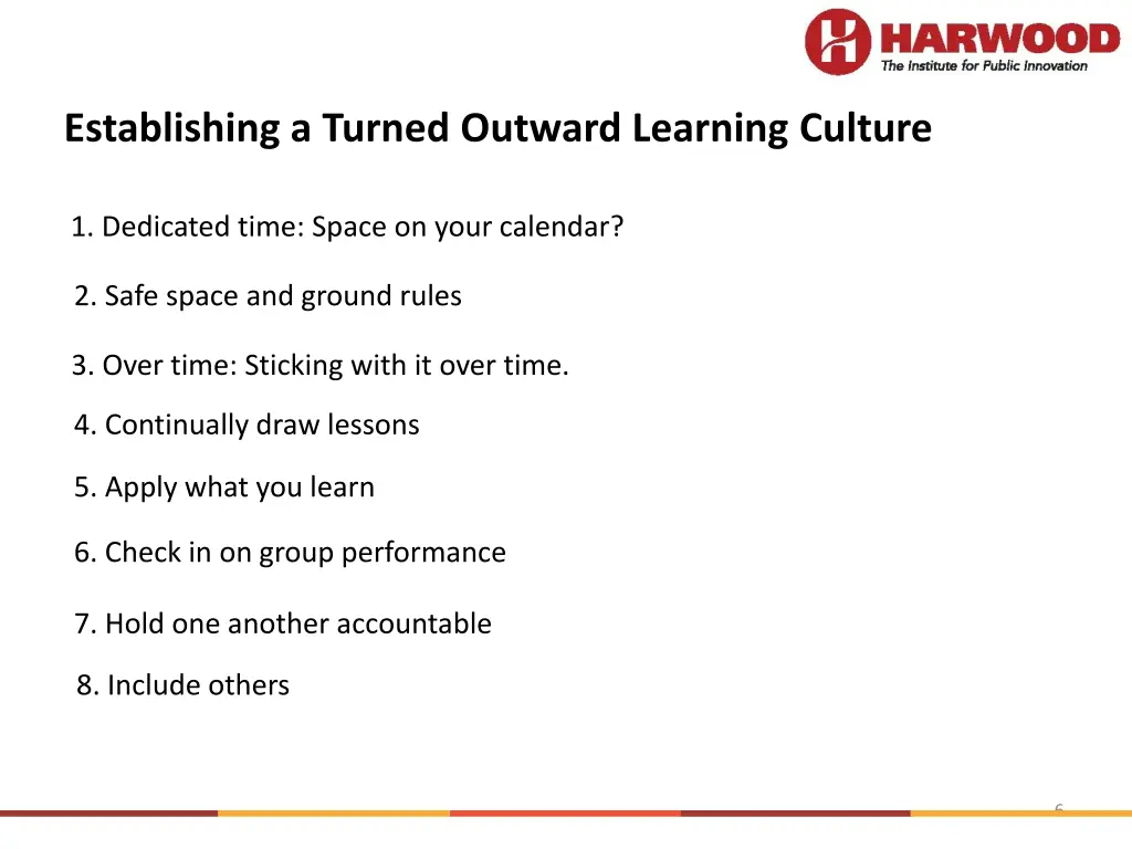 establishing a turned outward learning culture