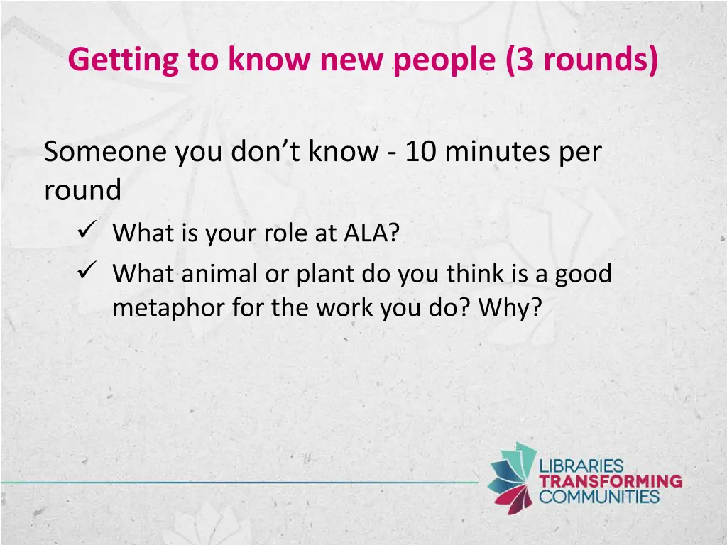 getting to know new people 3 rounds