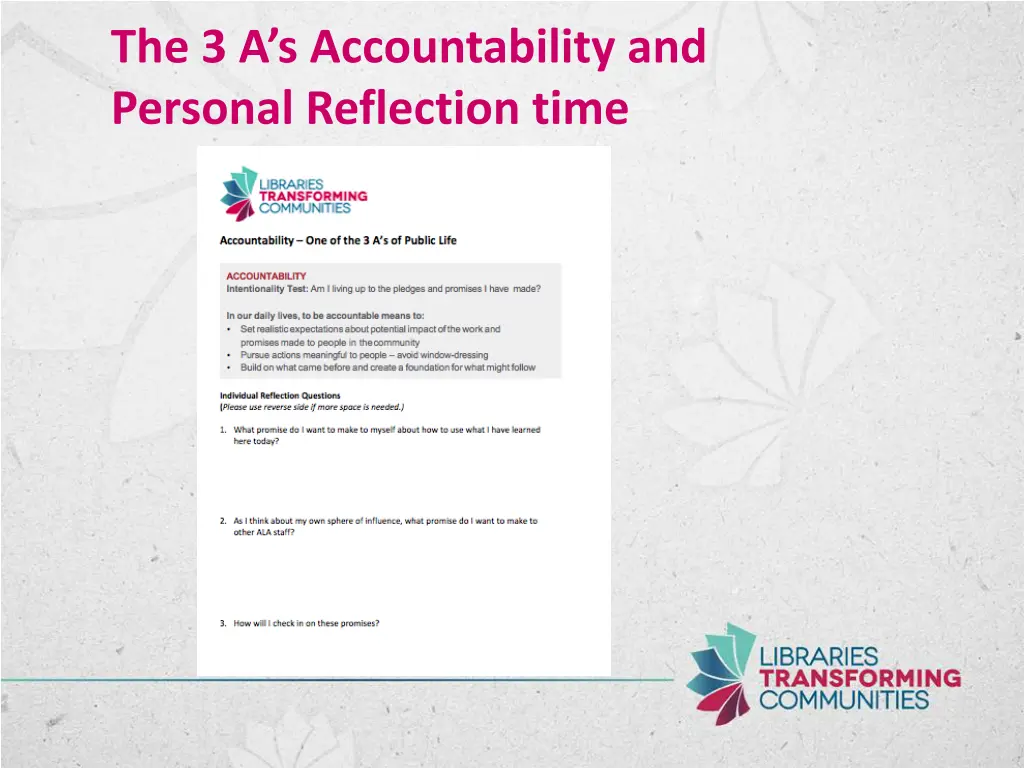 the 3 a s accountability and personal reflection