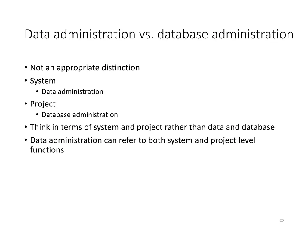 data administration vs database administration