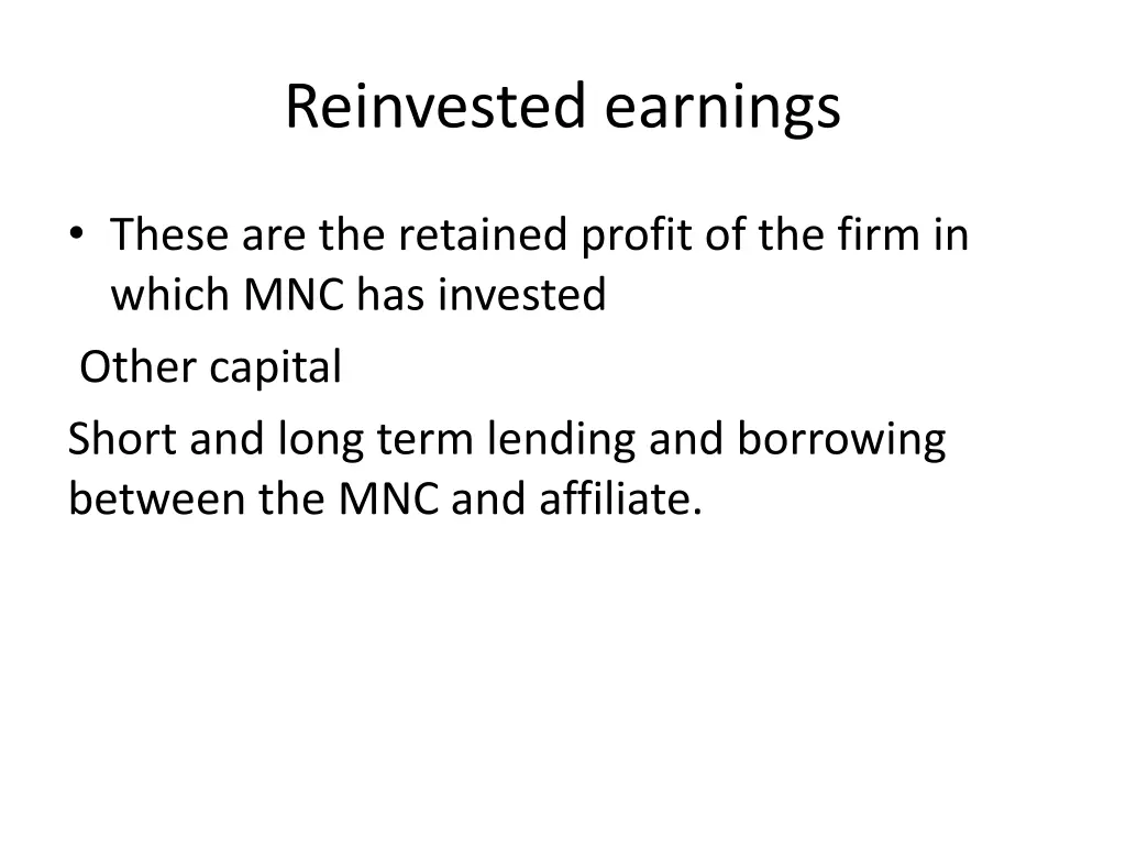 reinvested earnings