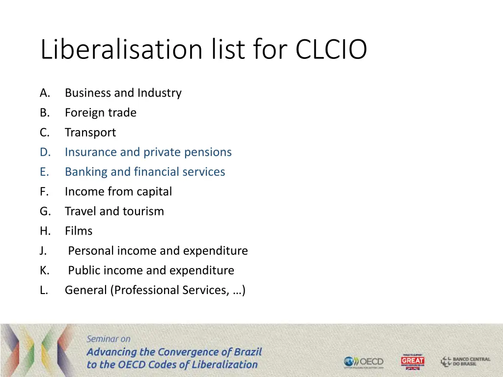 liberalisation list for clcio