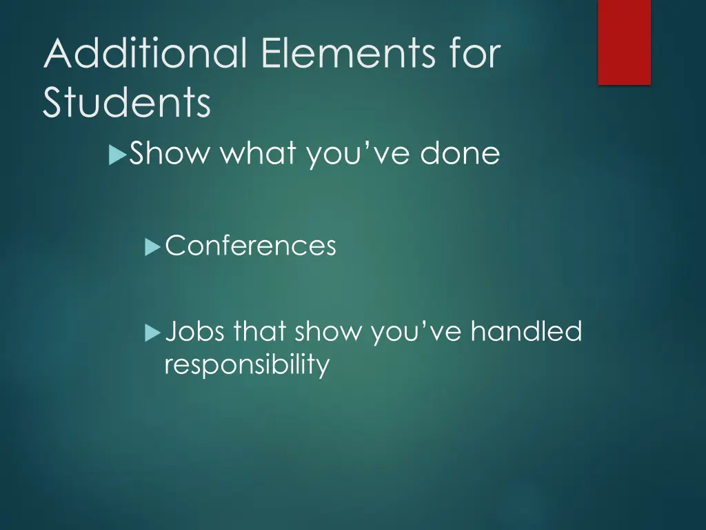 additional elements for students show what