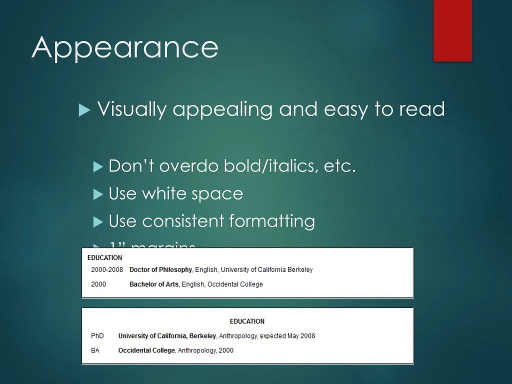 appearance