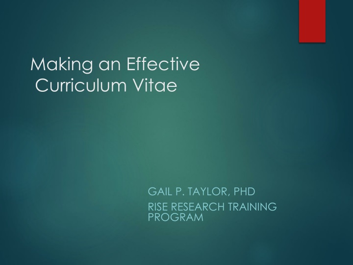 making an effective curriculum vitae
