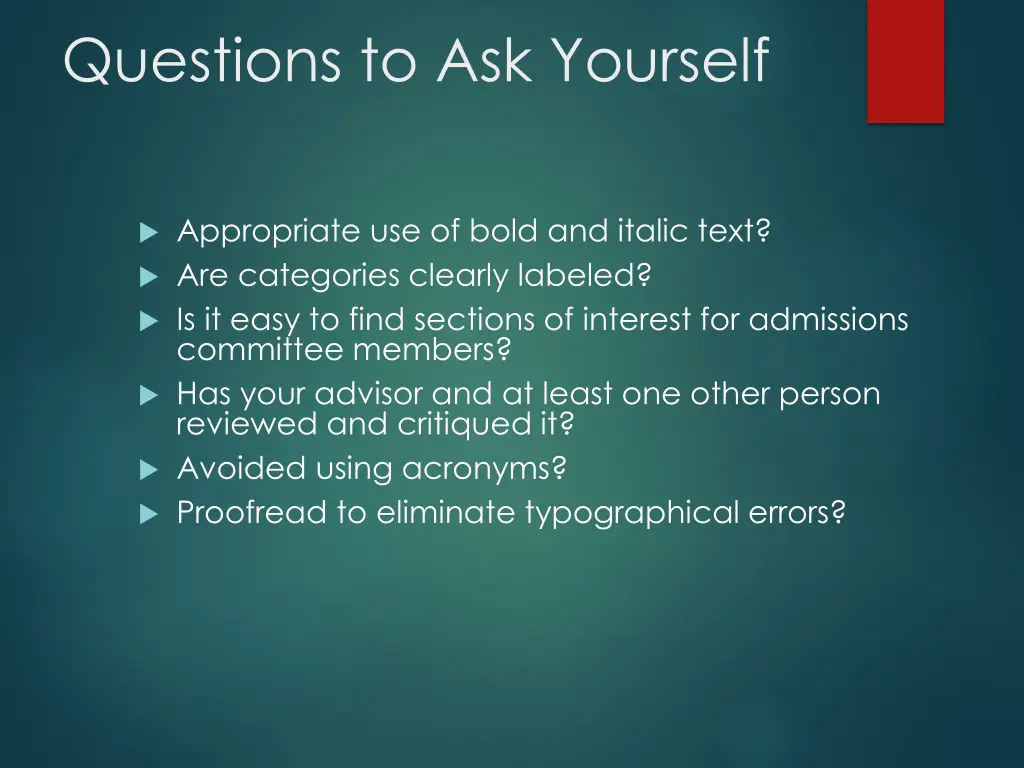 questions to ask yourself