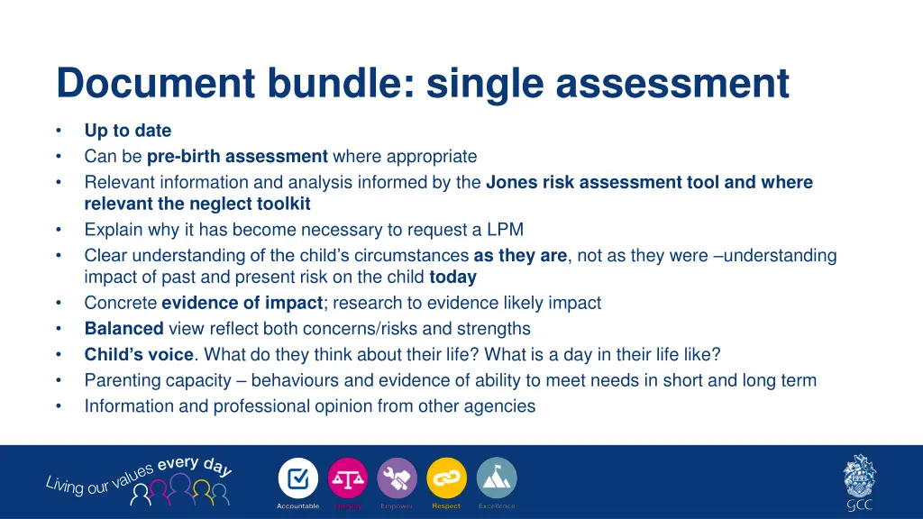 document bundle single assessment