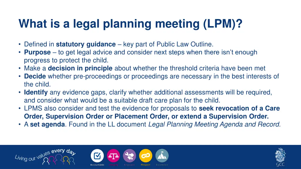 what is a legal planning meeting lpm