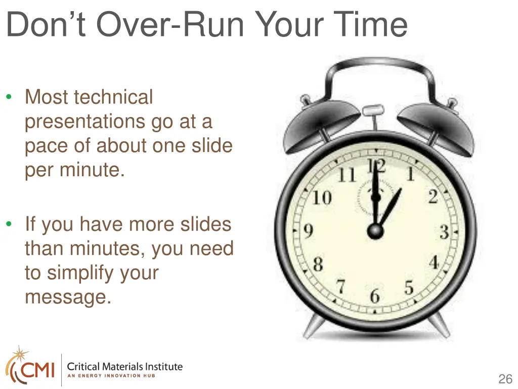 don t over run your time