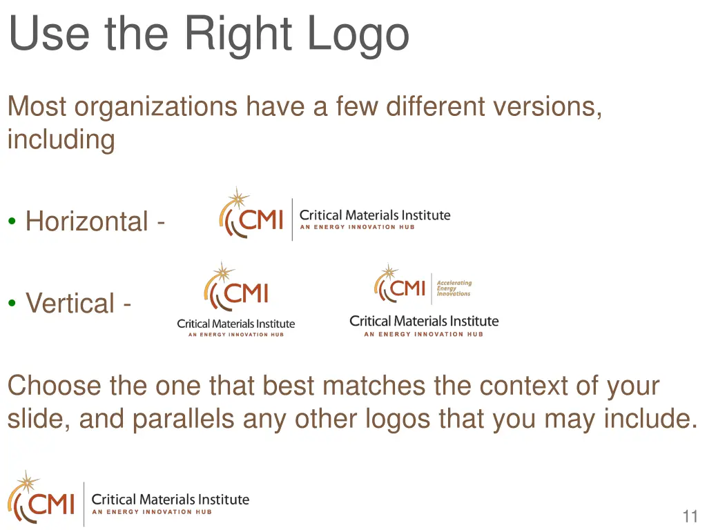 use the right logo