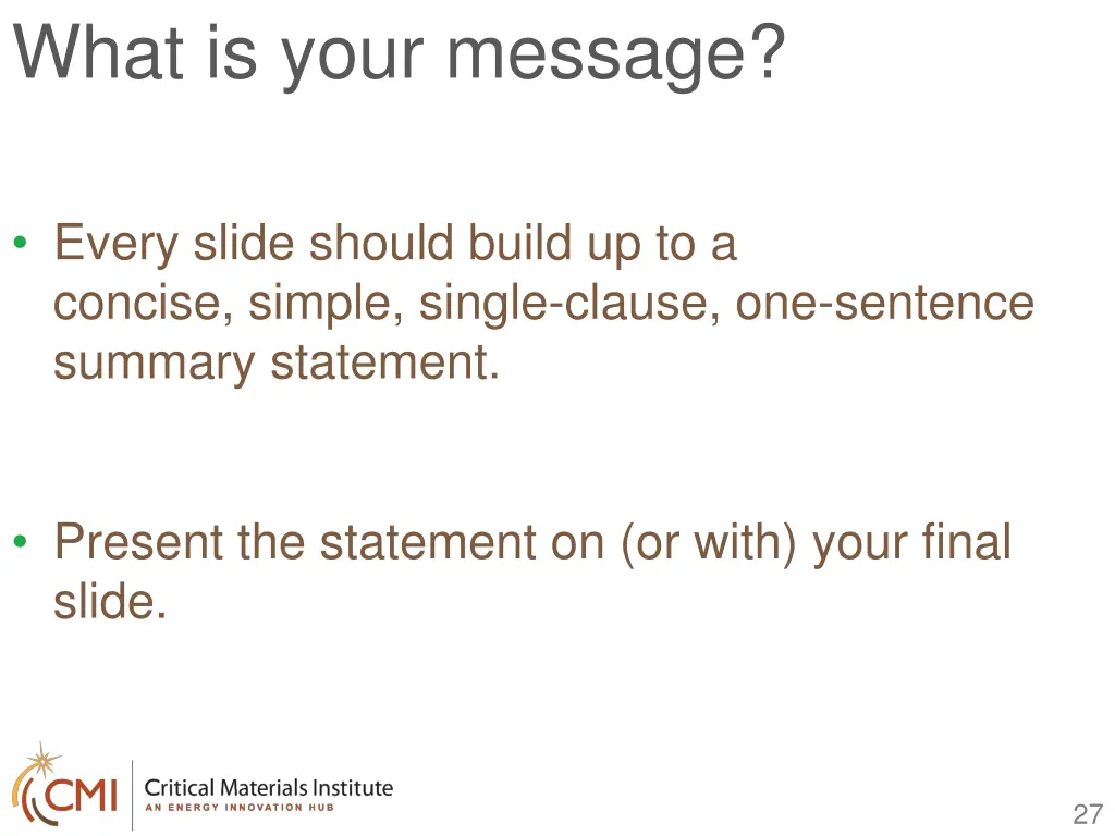 what is your message 1