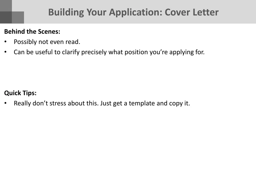 building your application cover letter