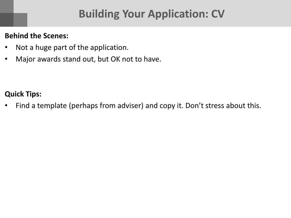 building your application cv
