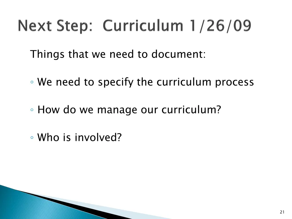 things that we need to document