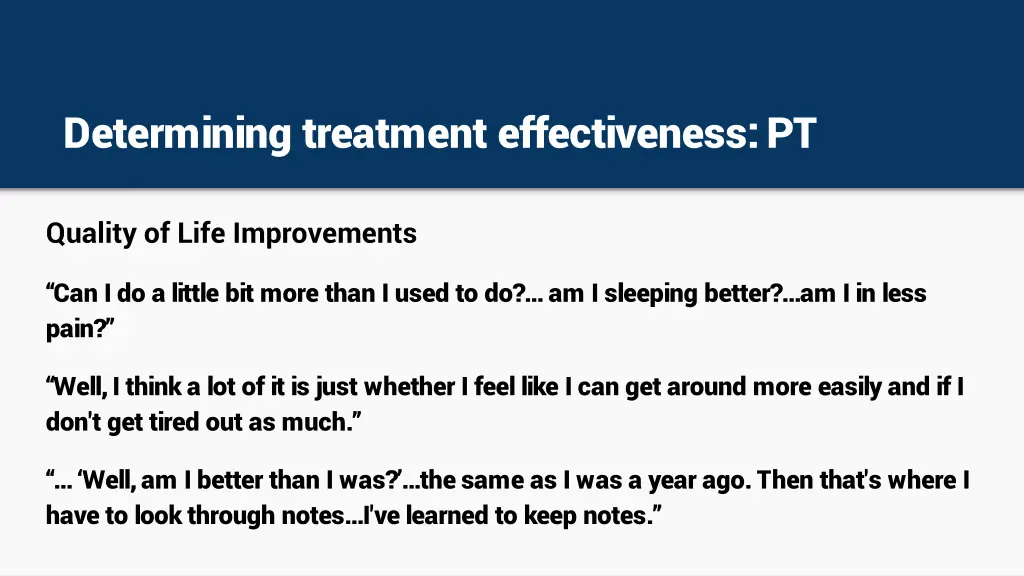 determining treatment effectiveness pt 1