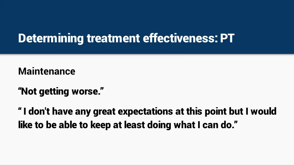determining treatment effectiveness pt