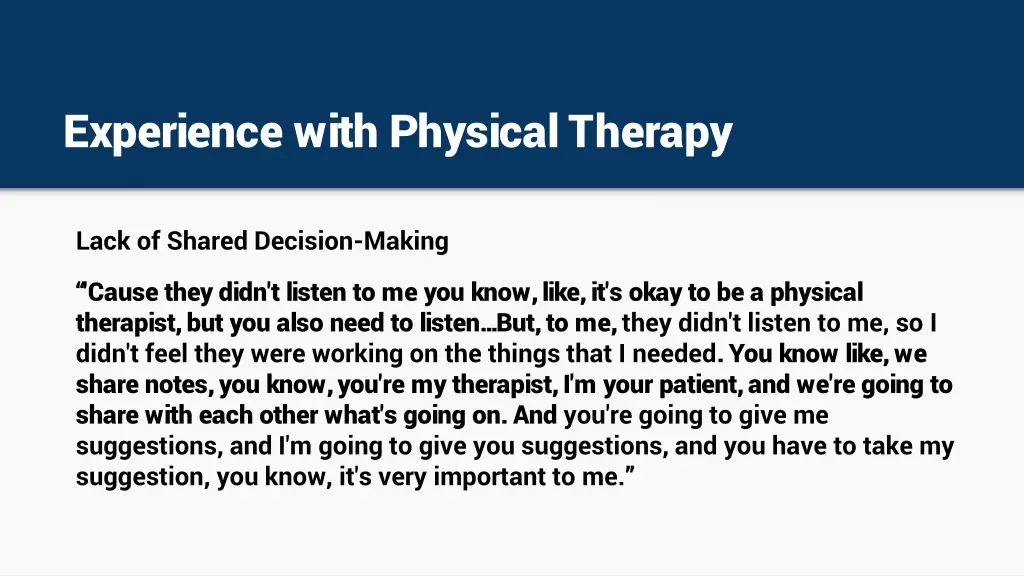 experience with physical therapy 1