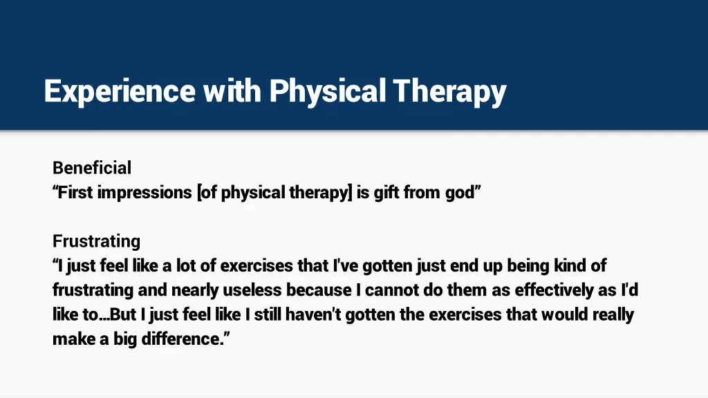 experience with physical therapy