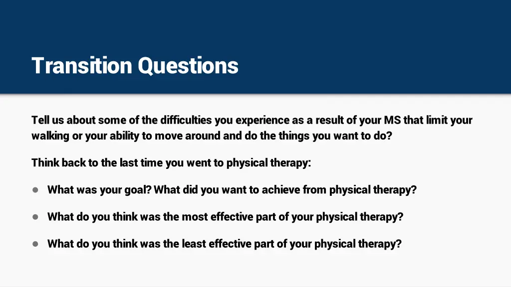 transition questions