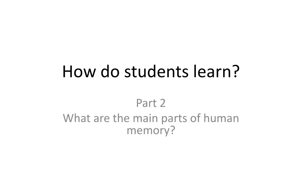 how do students learn 1