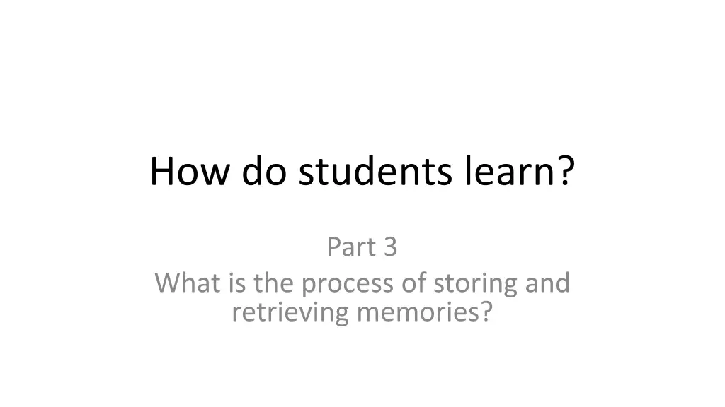 how do students learn 2
