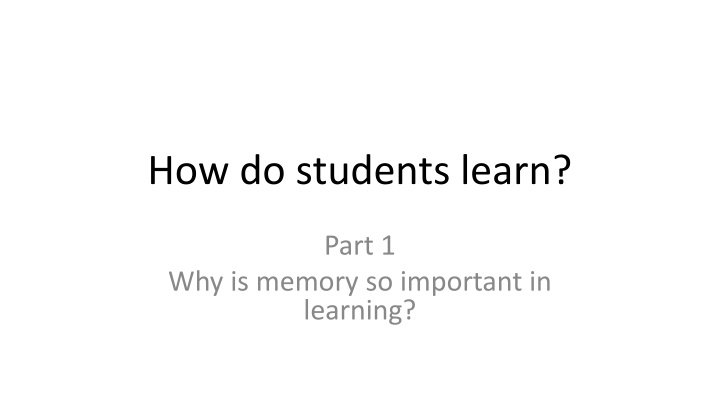 how do students learn
