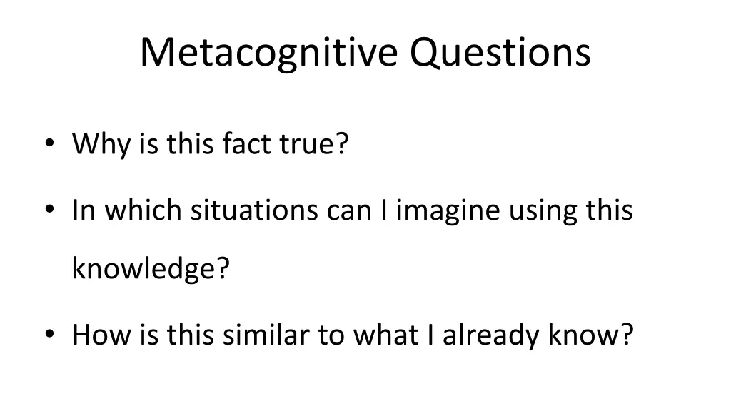 metacognitive questions