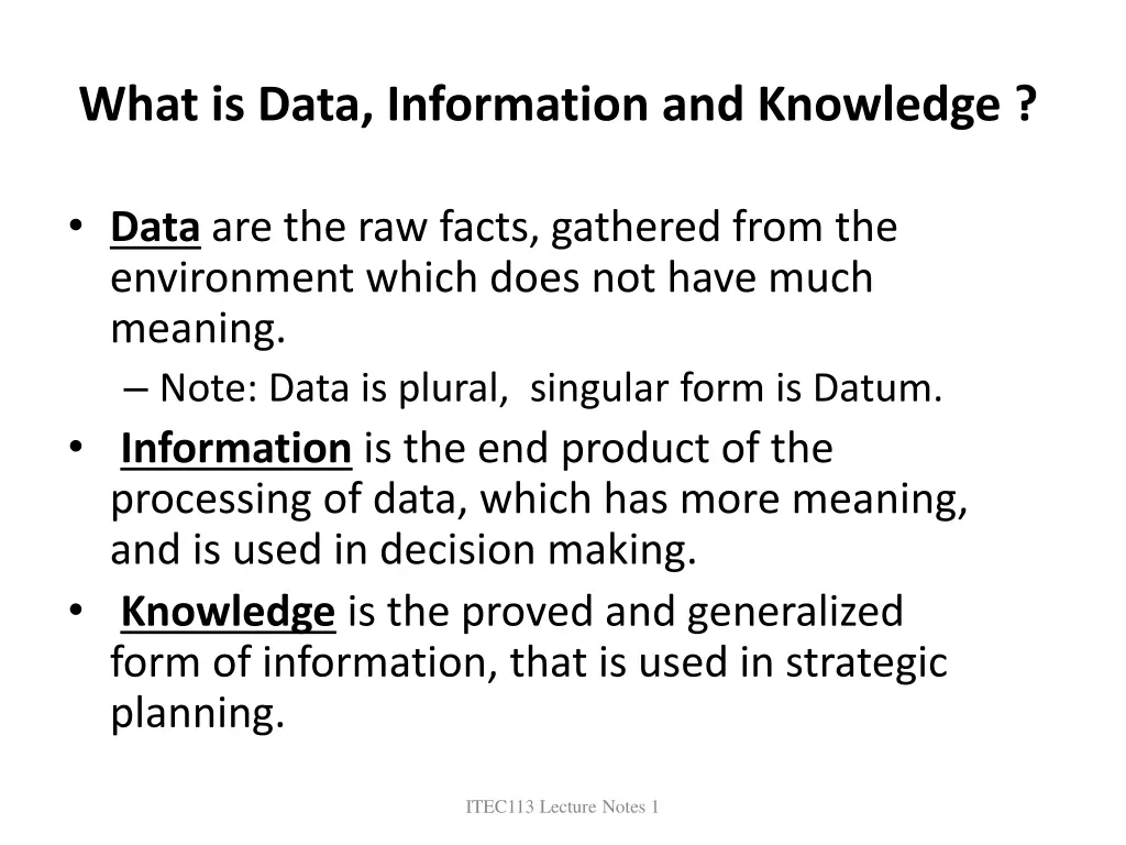 what is data information and knowledge