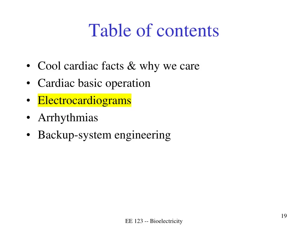 table of contents 1