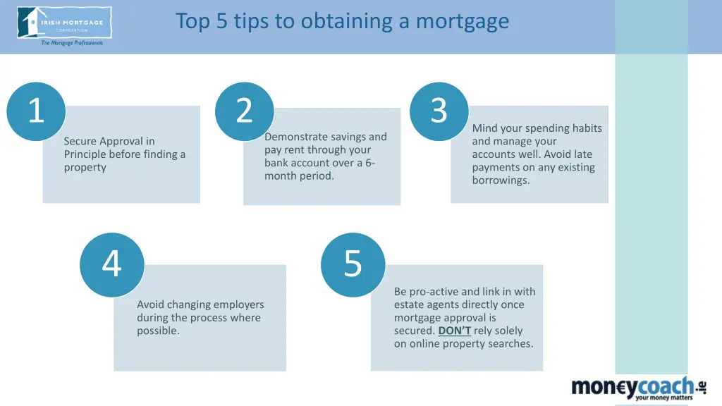 top 5 tips to obtaining a mortgage