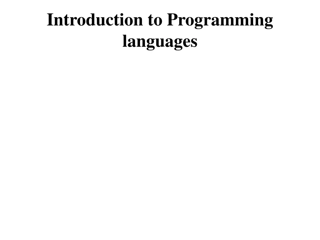 introduction to programming languages