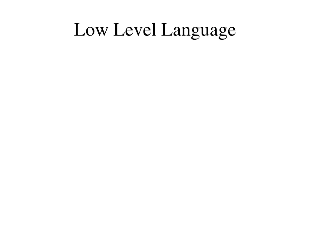 low level language 1