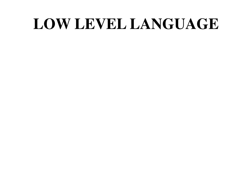 low level language 2