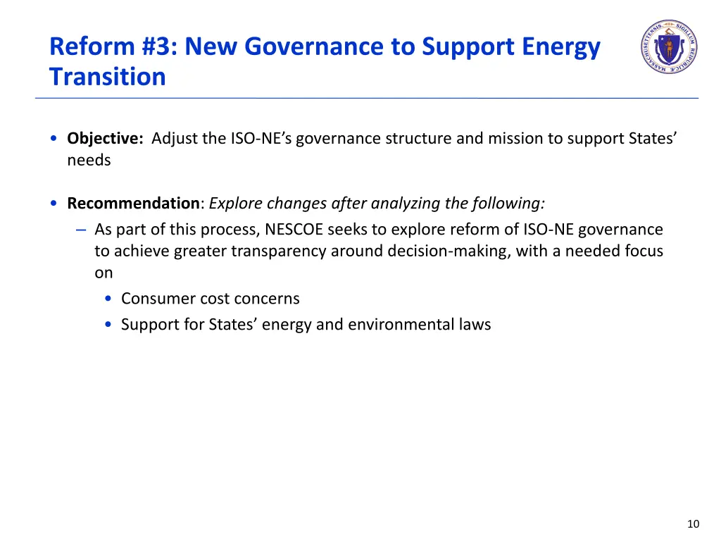 reform 3 new governance to support energy