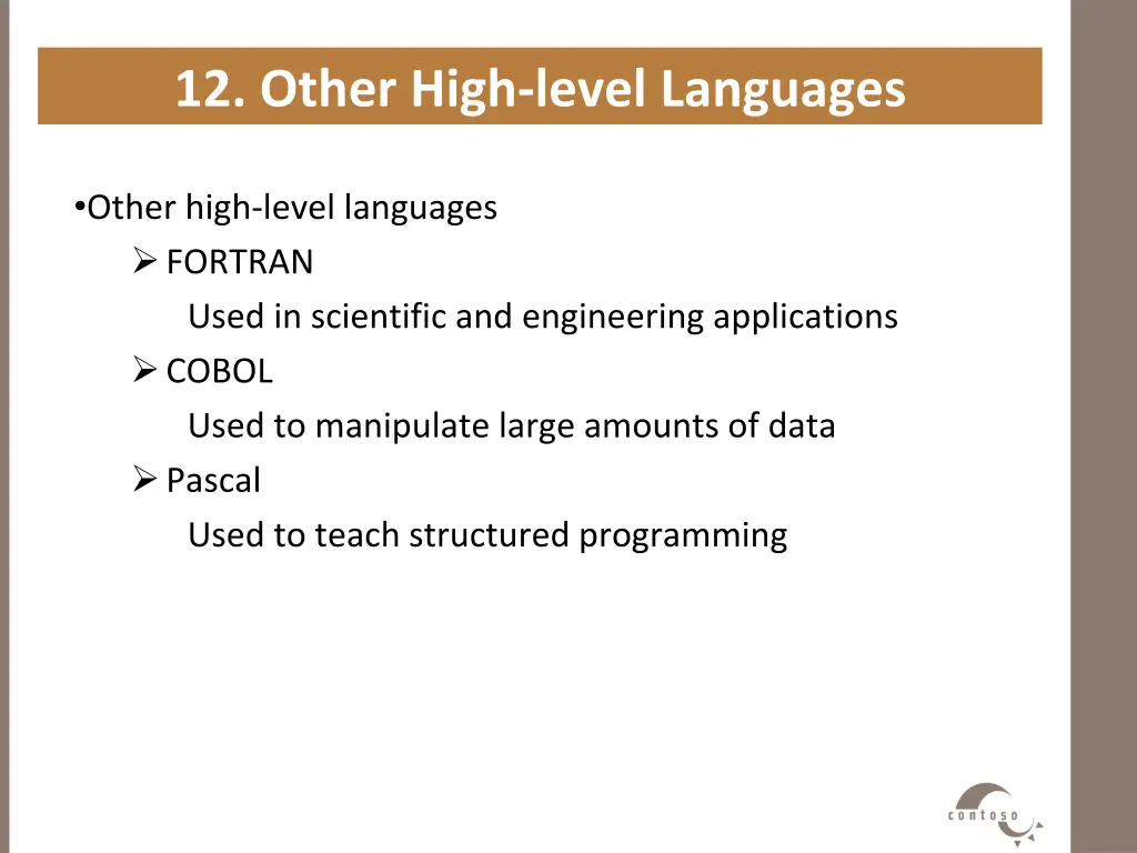 12 other high level languages