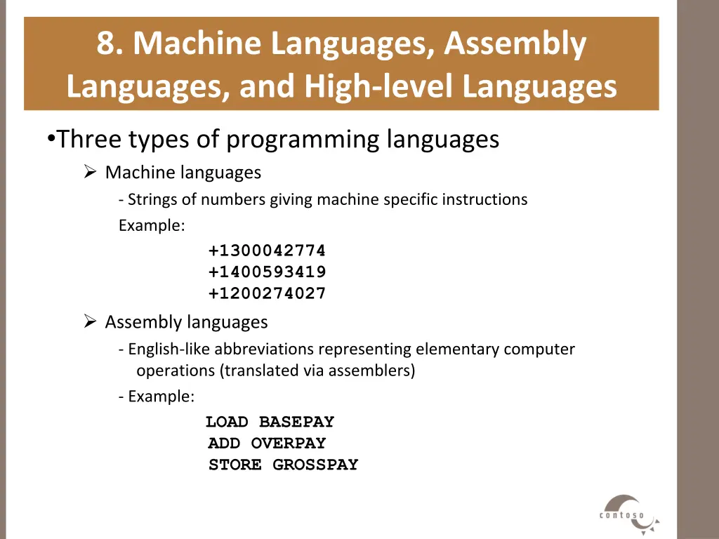 8 machine languages assembly languages and high