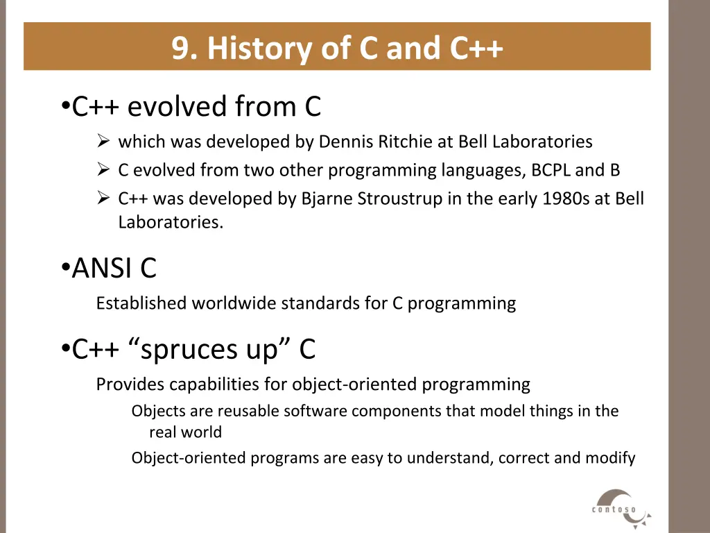 9 history of c and c