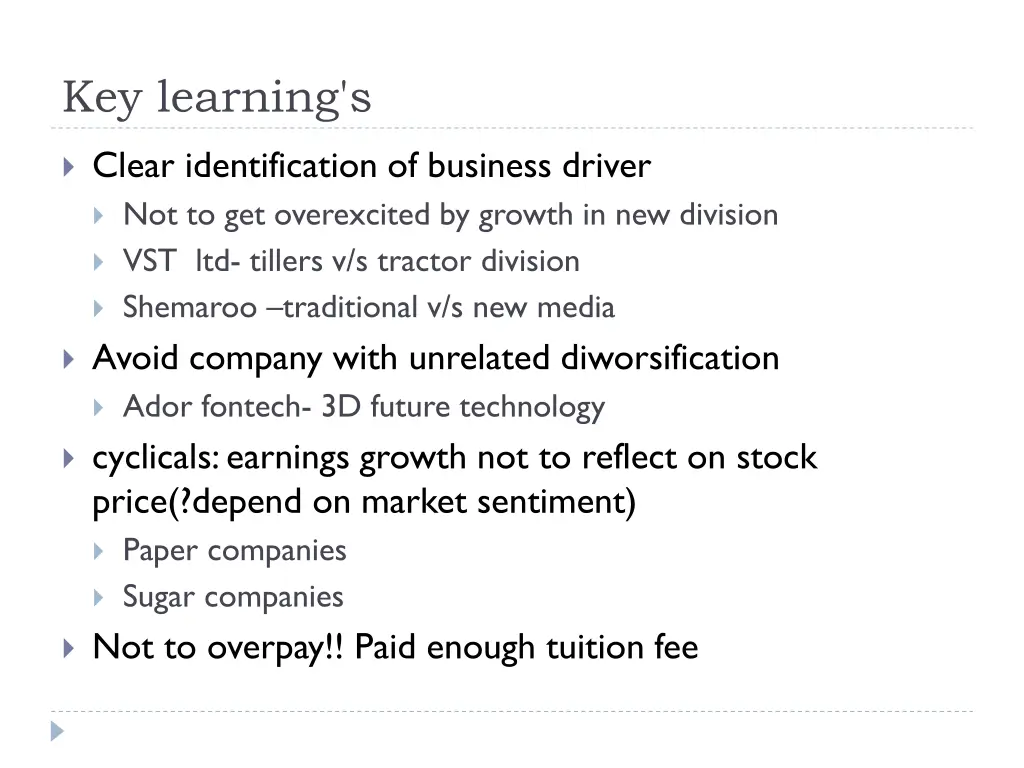 key learning s