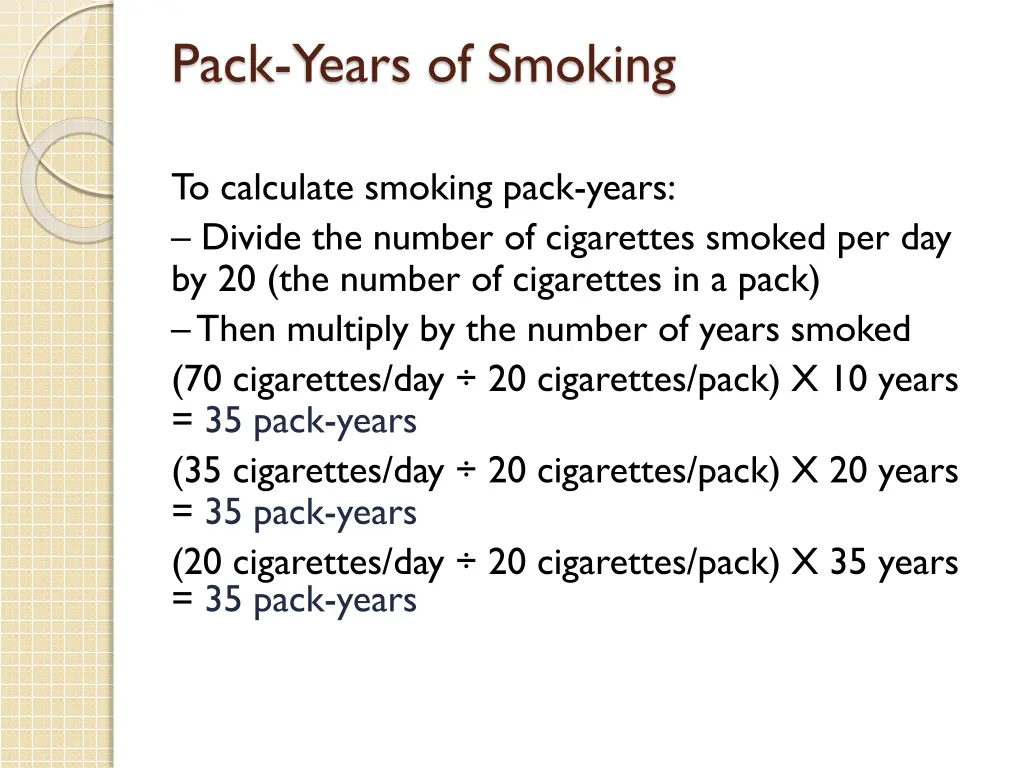 pack years of smoking 1