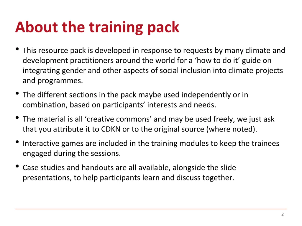about the training pack