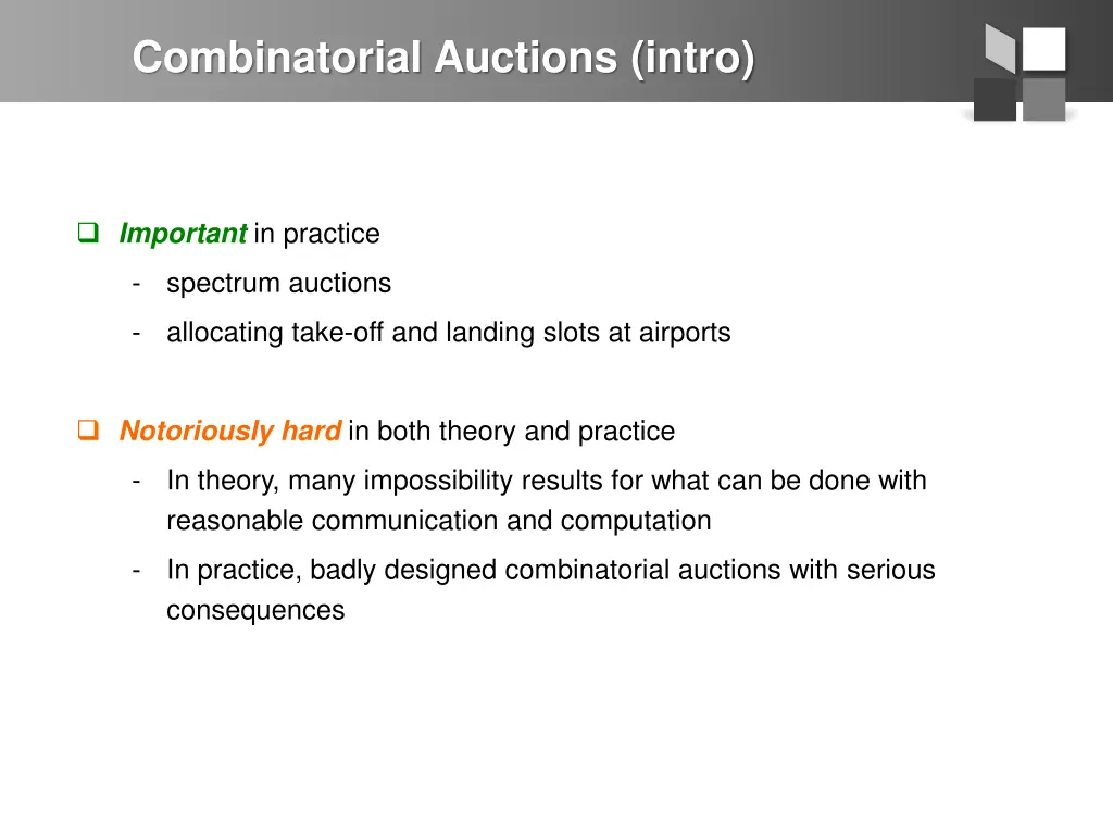 combinatorial auctions intro