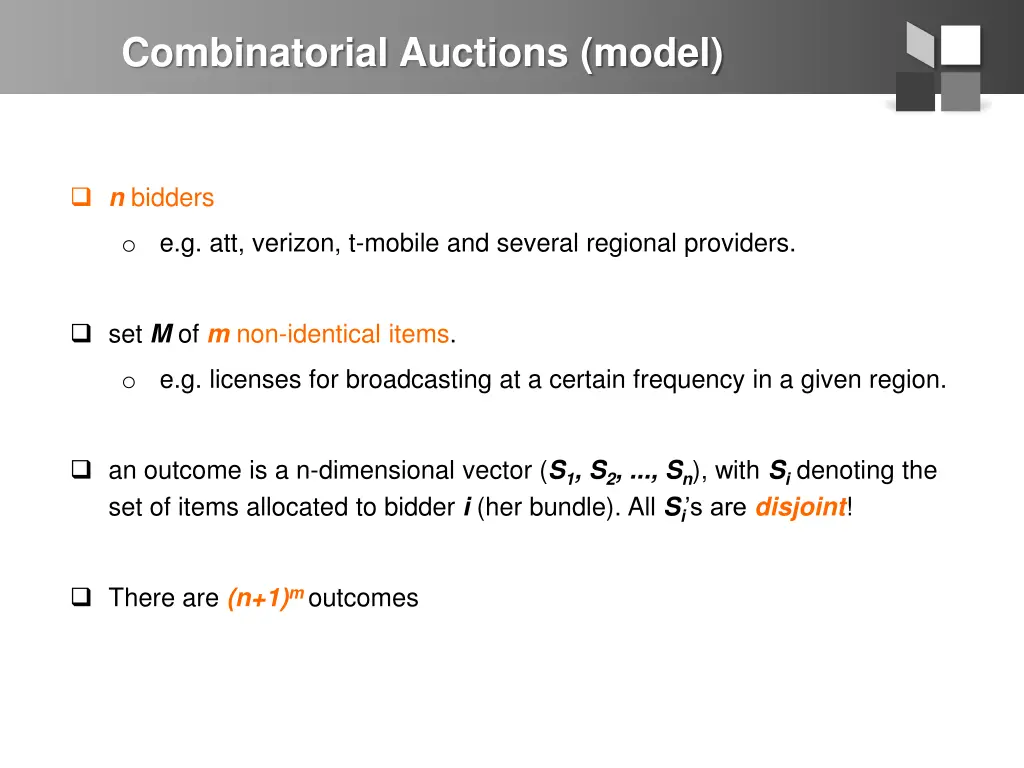 combinatorial auctions model