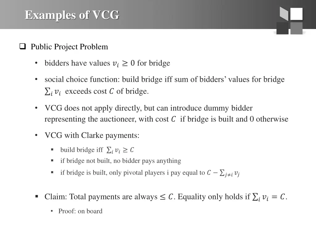 examples of vcg