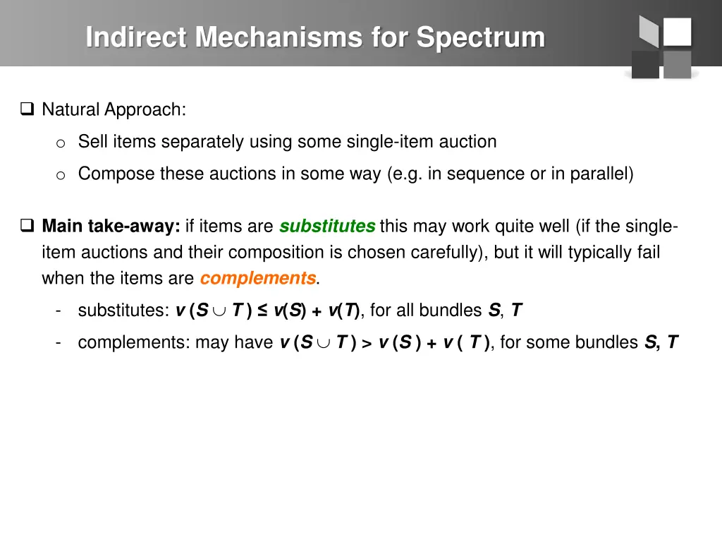 indirect mechanisms for spectrum