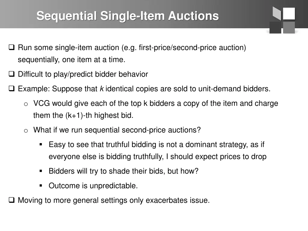 sequential single item auctions