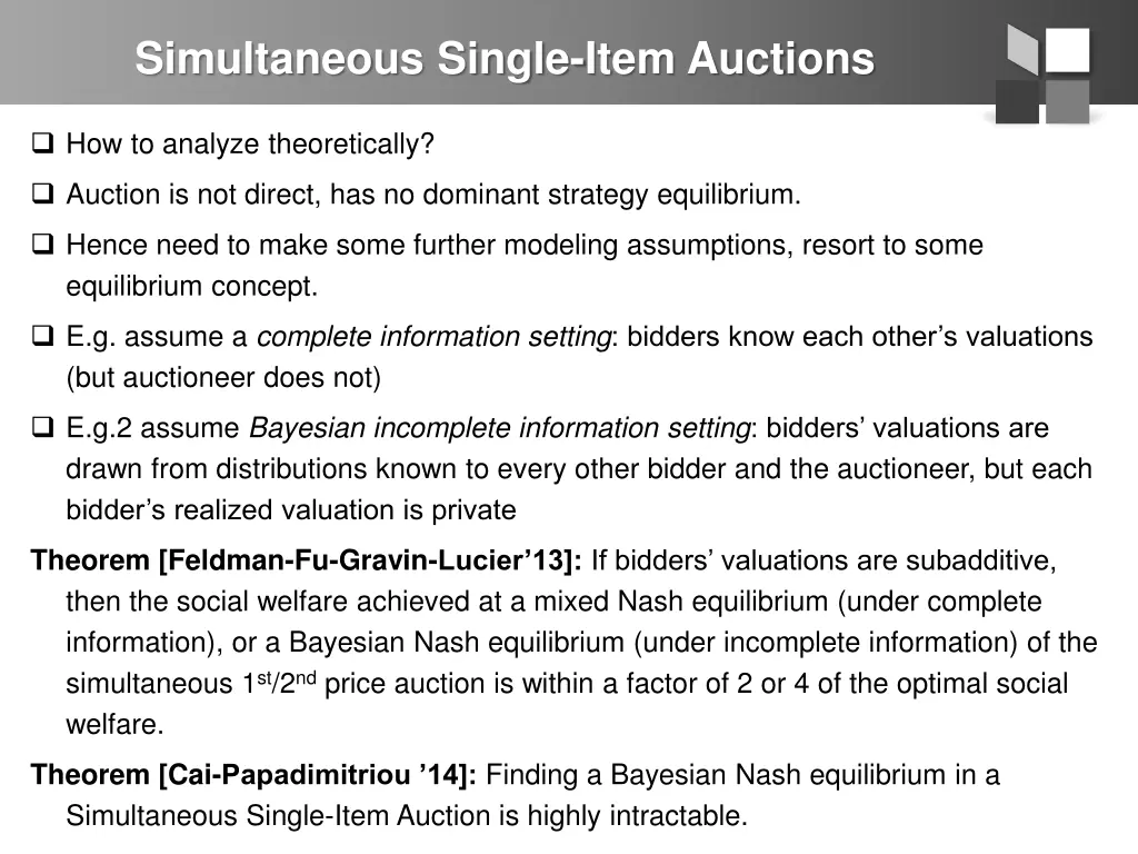 simultaneous single item auctions 2