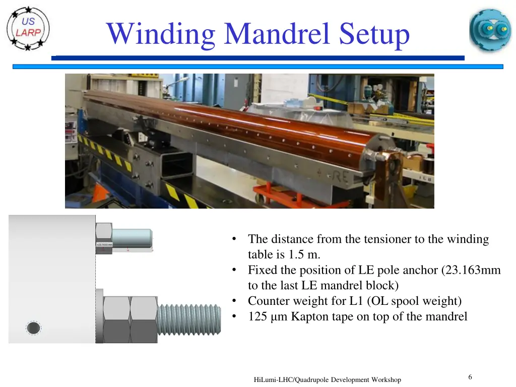 winding mandrel setup