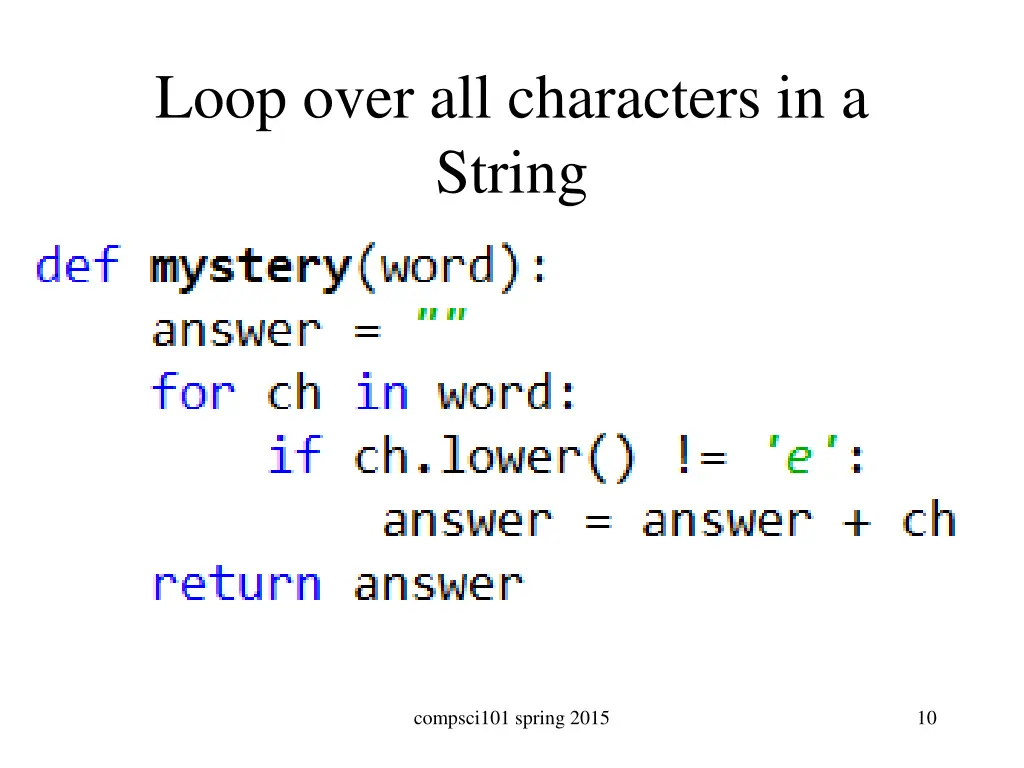 loop over all characters in a string