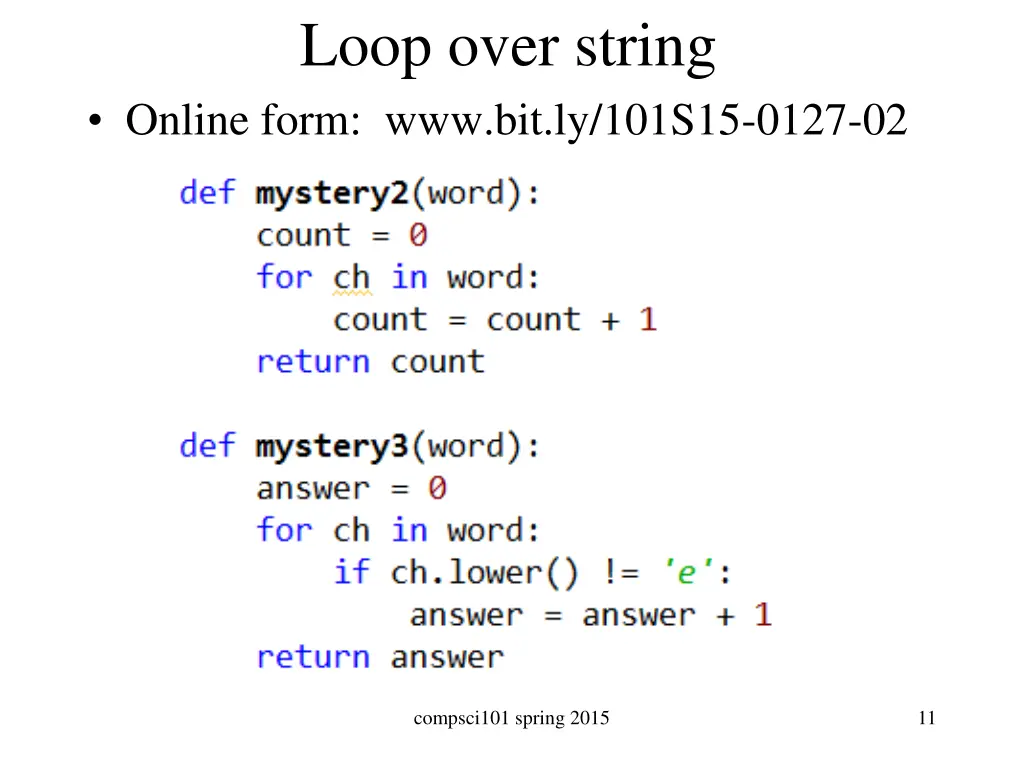 loop over string